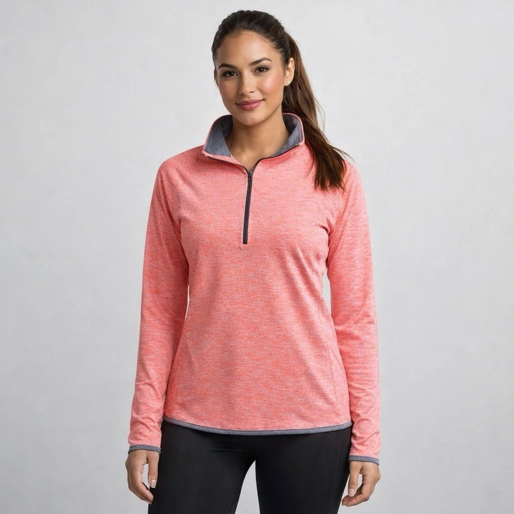 Under Armour Women's HeatGear Size XL 1/4 Zip Pullover Pink Fitted Athletic
